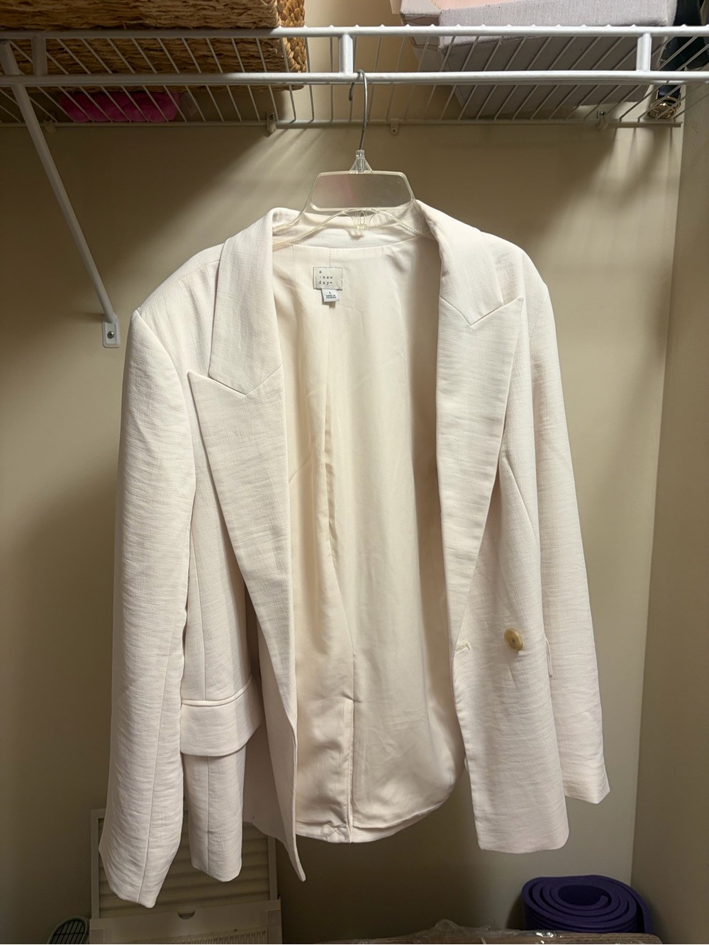a new day Cream Textured Open-Front Blazer